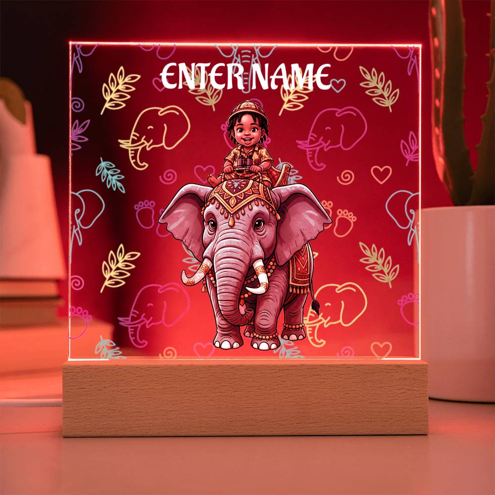 Test Riding Elephant Acrylic Night Light