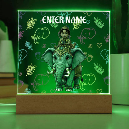 Test Riding Elephant Acrylic Night Light