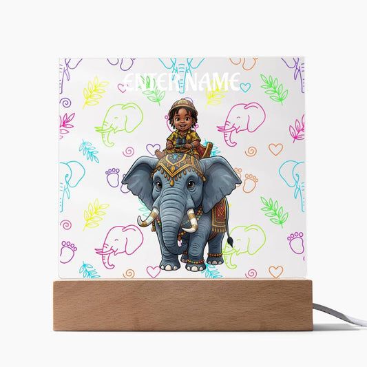 Test Riding Elephant Acrylic Night Light