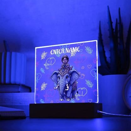 Test Riding Elephant Acrylic Night Light